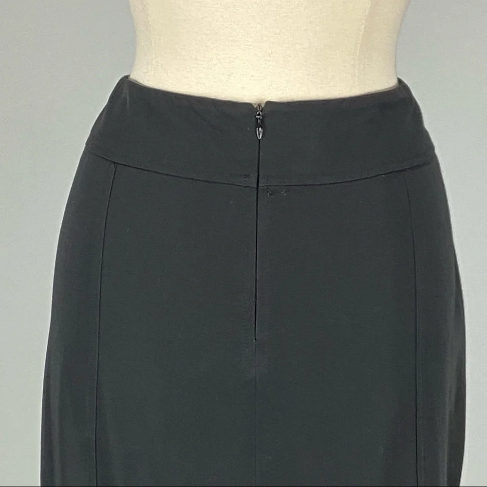 Jana Kos Womens Black Straight Pencil Skirt Pleated Hem size 6